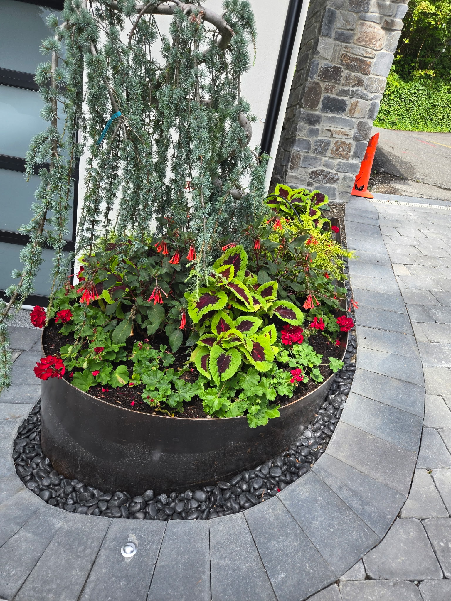 Custom planter with flowers