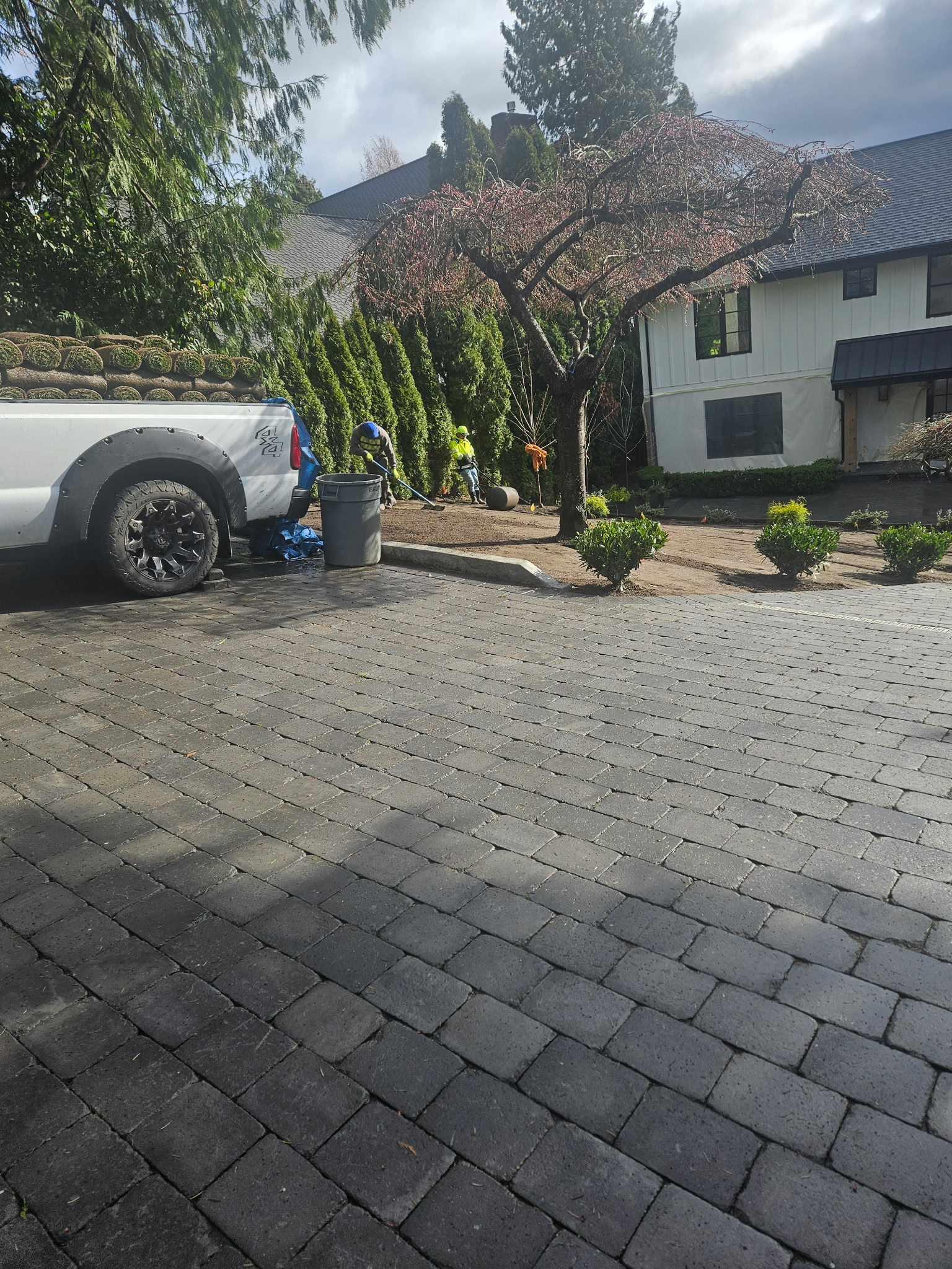 Paver patio with fence