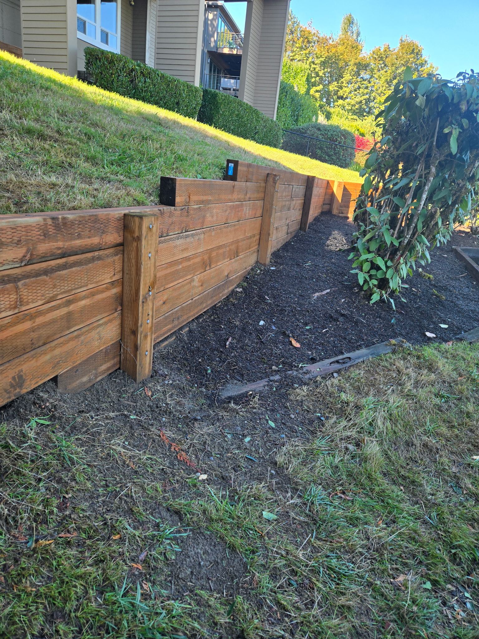 Timber retaining wall