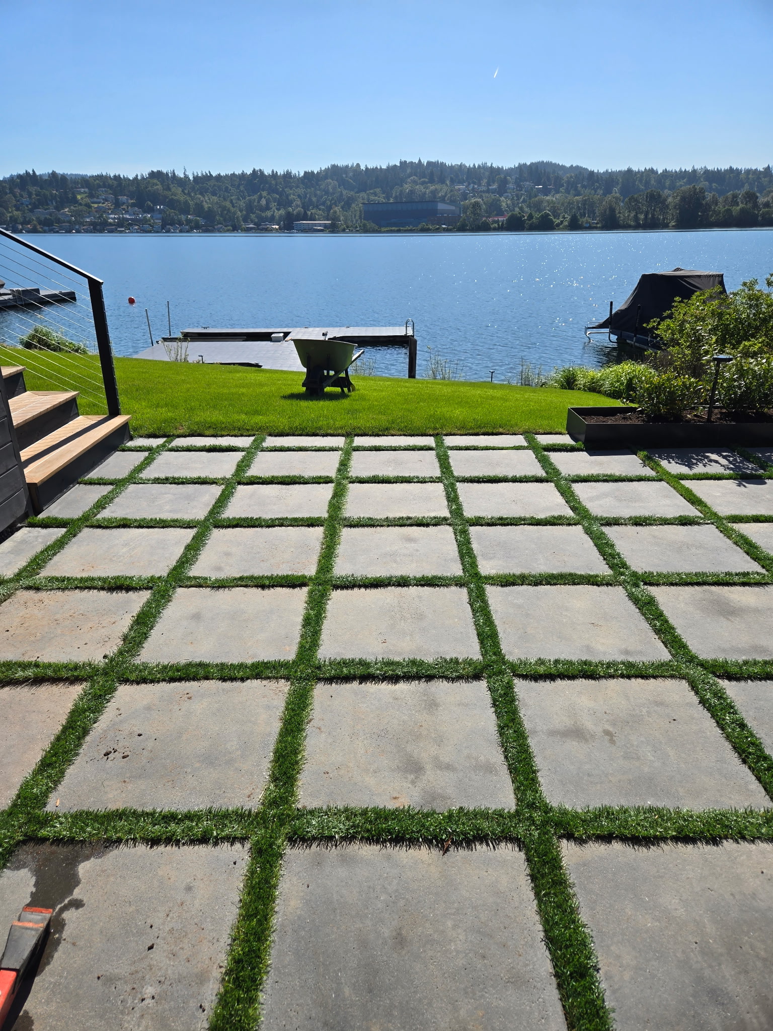 After: Beautiful paver patio with grass joints