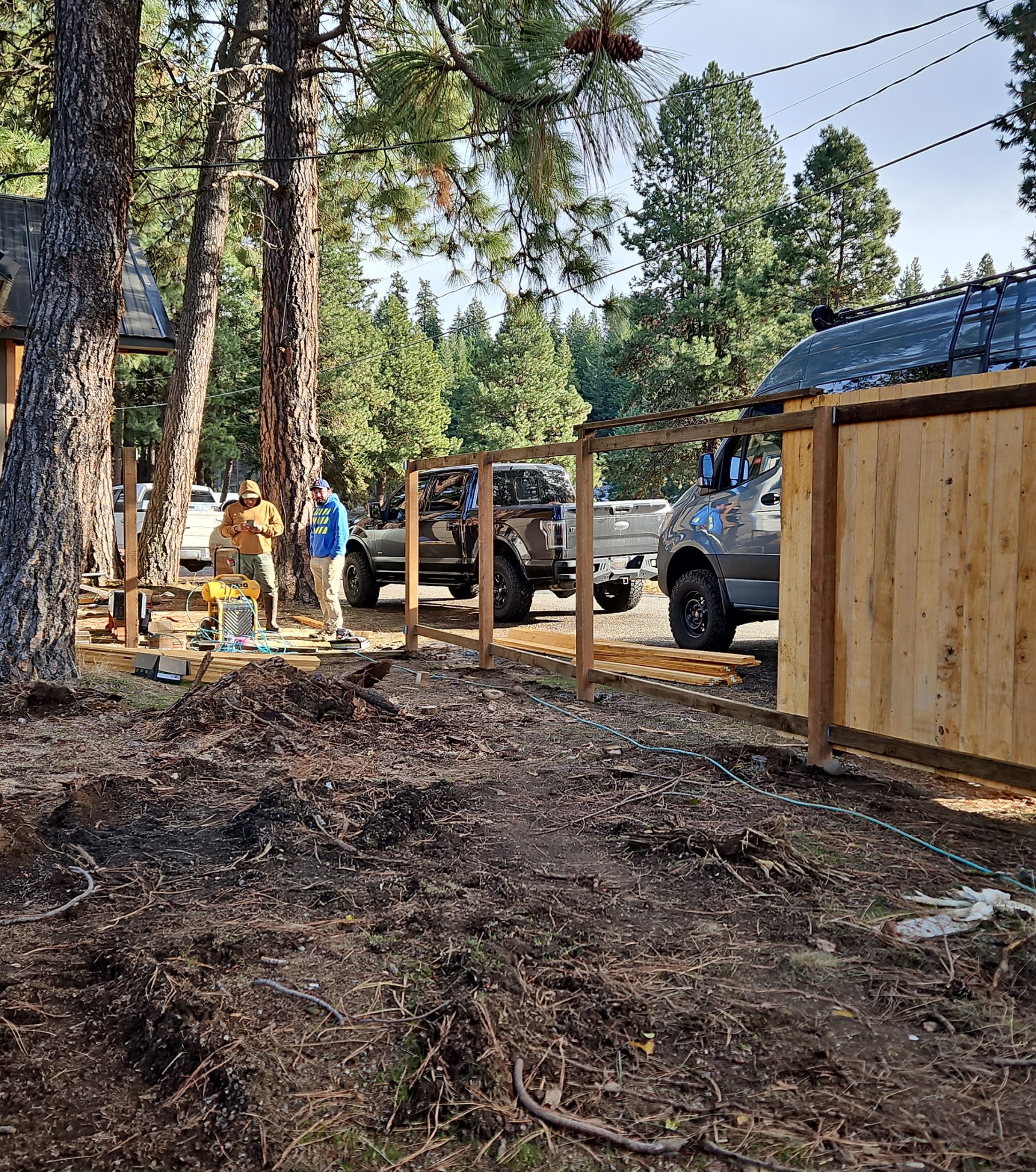 Cedar fence installation